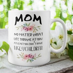 11oz Mothers Day Ceramic Coffee Mug: Funny and Cute "Mom" Mother's Day Gift
